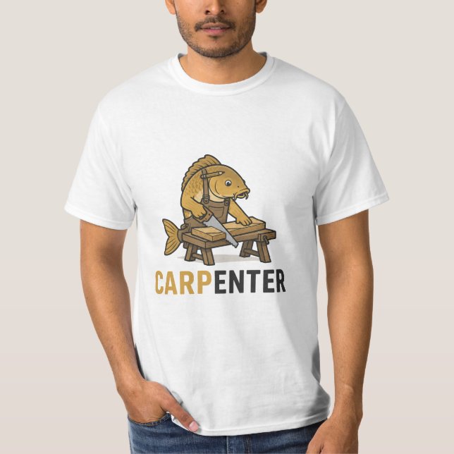 Camiseta Peixe Engraçado Carpinteiro Pun Animal (Frente)