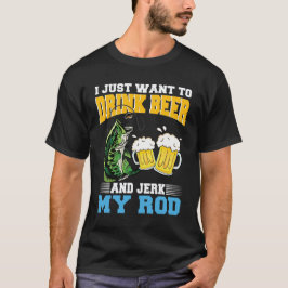 Camiseta Peixe Engraçado e Pescador de Cerveja
