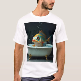 Camiseta Peixe engraçado no banho