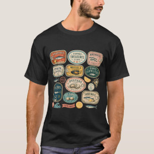 Camiseta Peixe Enlatado Antigo Despensa Costeira