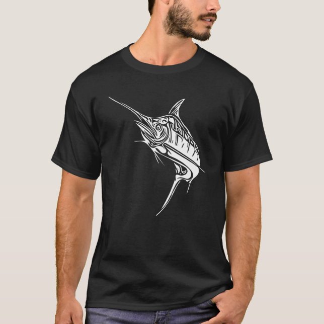 Camiseta Peixe Espada Vintage Elegante Predatório Osso (Frente)