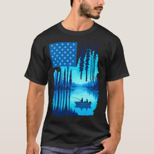 Camiseta Peixe Espinhaço Bandeira Americana Pesca