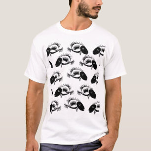 Camiseta Peixe Esqueleto Preto Branco Halloween