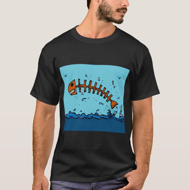 Camiseta Peixe Esqueleto Voador (Frente)
