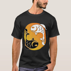 Camiseta Peixe estilizado tribal Yin e Yang, amarelo
