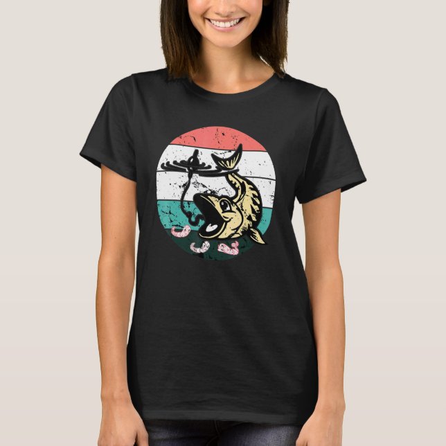 Camiseta Peixe Feliz E Fazenda De Pesca De Verme (Frente)