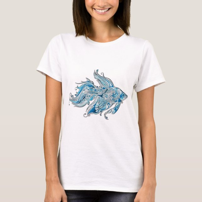 Camiseta Peixe Fluido De Paisley (Frente)