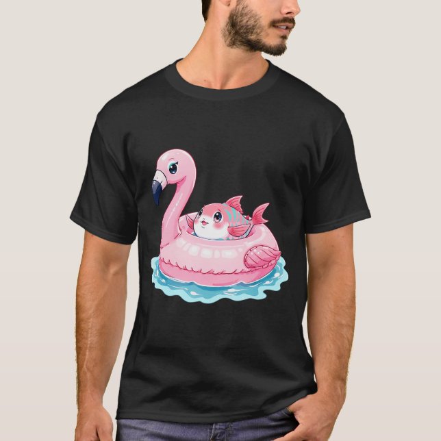 Camiseta Peixe Flutuante Flamingo (Frente)