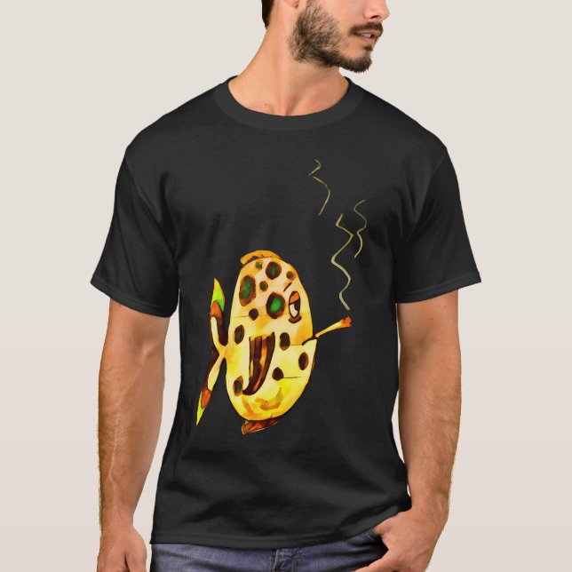 Camiseta Peixe gelado com cigarro - em estilo de história e (Frente)