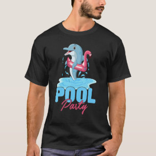 Camiseta Peixe Golfinho Vestindo Flutuador de Flamingo Rosa