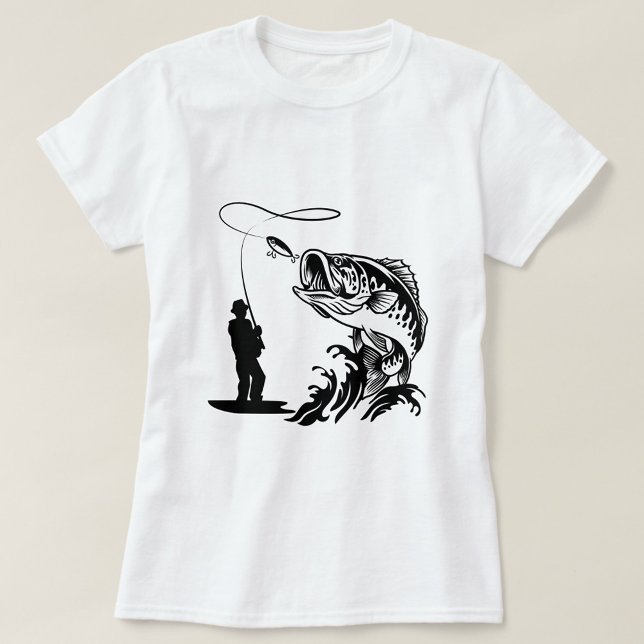 Camiseta Peixe Grande (Black, White Fishing Silhouette TShirt!)