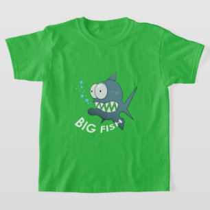 Camiseta Peixe Grande - Camisa-T Básica Para Crianças