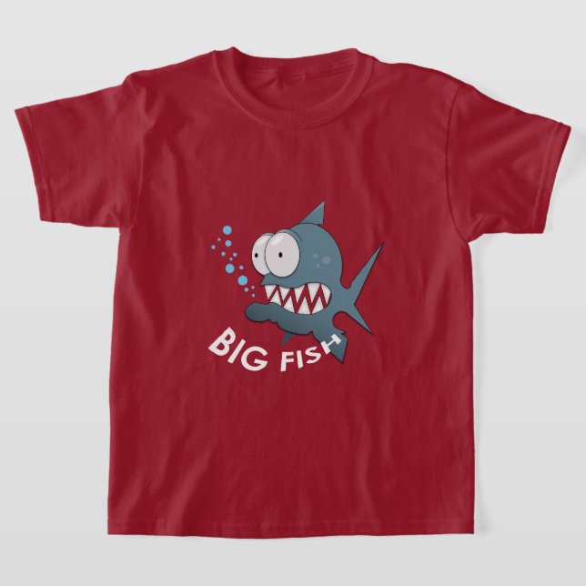 Camiseta Peixe Grande - Camisa-T Básica Para Crianças (Postura )