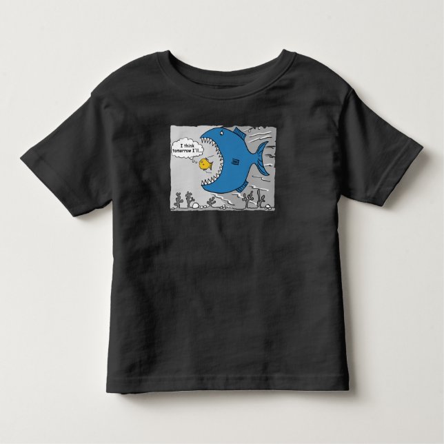 Camiseta Peixe grande prestes a comer um peixe menor (Frente)