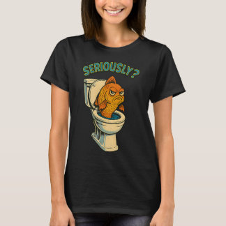 Camiseta Peixe Irritado Emergindo do Vaso Sanitário – Comic