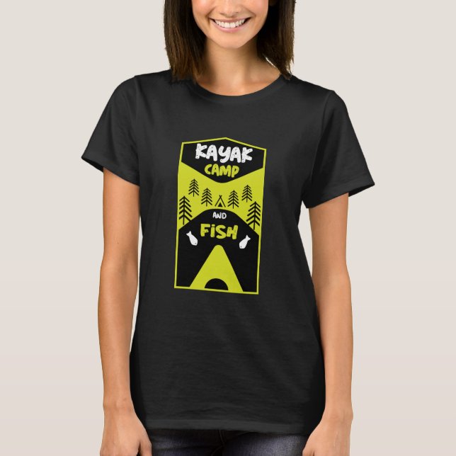 Camiseta Peixe Kayak e presentes de viagem de pesca para ca (Frente)