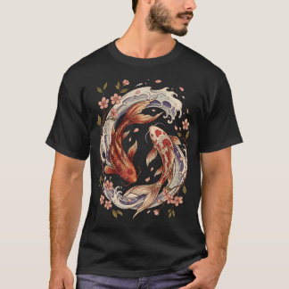 Camiseta Peixe Koi Arte Japonesa Estética Sakura Cerejeira