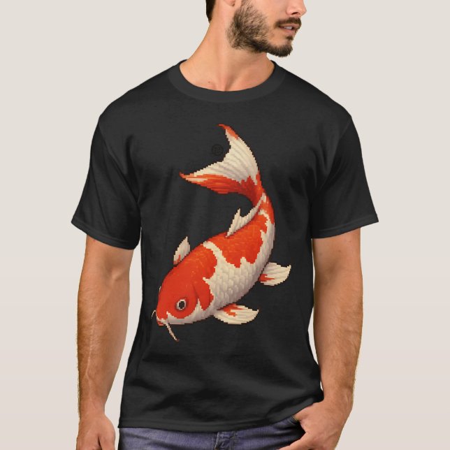 Camiseta Peixe Koi - Arte Pixel - Gráficos 8bit 16bit (Frente)