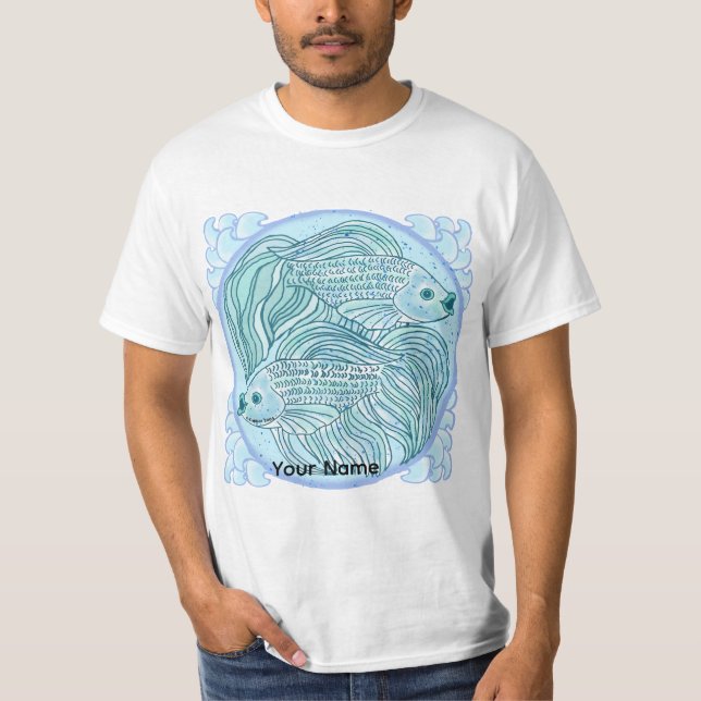 Camiseta Peixe Koi Azul  (Frente)