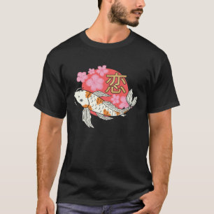 Camiseta Peixe Koi Carpa Japonesa Nishikigoi Sakura Flor de