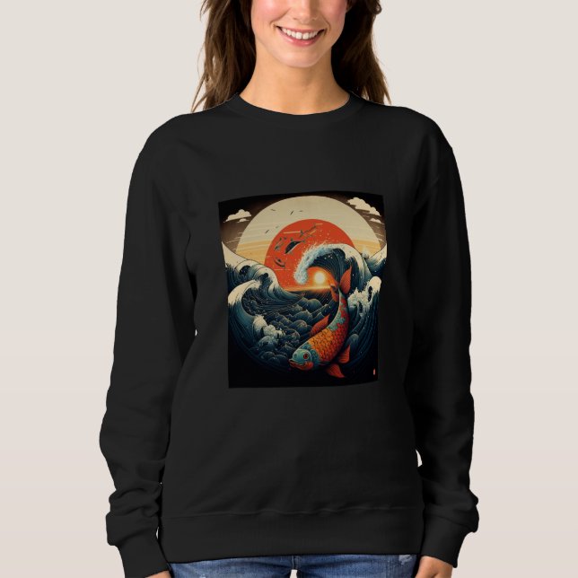 Camiseta Peixe Koi Estético Samurai Japonês  1 (Frente)