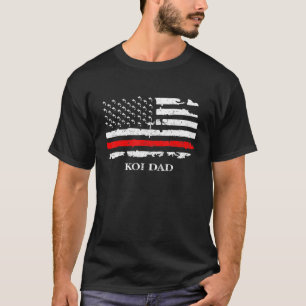Camiseta Peixe Koi Estilo Japonês Carp Fish Pai Usa Flag
