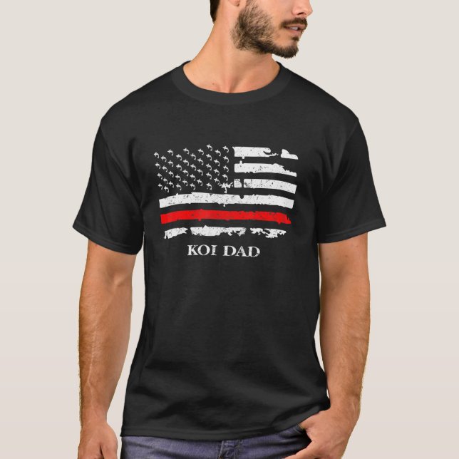 Camiseta Peixe Koi Estilo Japonês Carp Fish Pai Usa Flag (Frente)