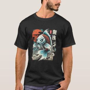 Camiseta Peixe Koi Fantasma Assustador Arte Japonesa Vintag