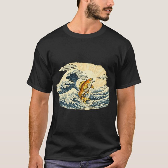 Camiseta Peixe Koi Japonês Ukiyo-e (Frente)