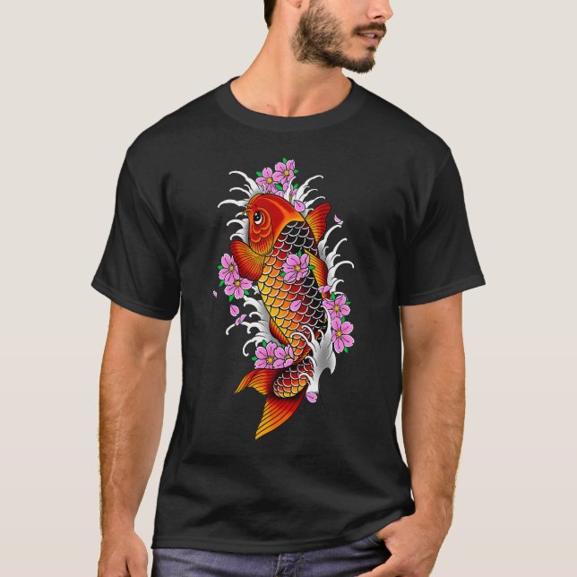 Camiseta peixe koi laranja (Frente)