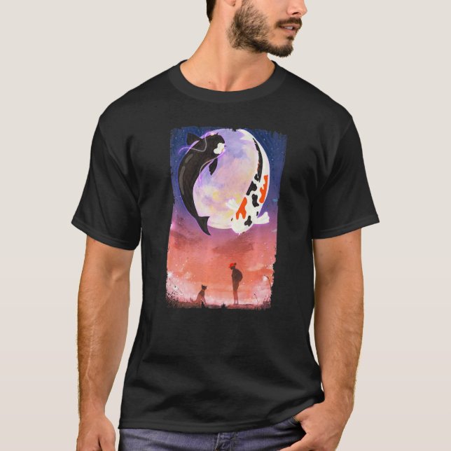 Camiseta Peixe Koi Lua Cachorro Japonês (Frente)