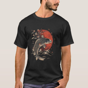 Camiseta Peixe Koi Sakura Temporada da Flor de Cerejeira Ni