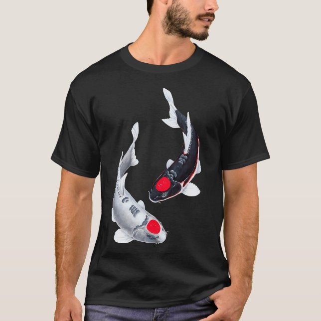 Camiseta Peixe Koi Tancho Preto Branco (Frente)
