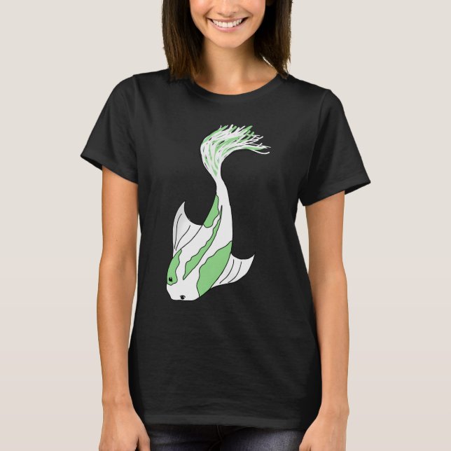 Camiseta peixe koi verde e branco (Frente)