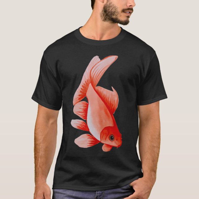 Camiseta Peixe laranja - pintado à mão com aquarela. (Frente)