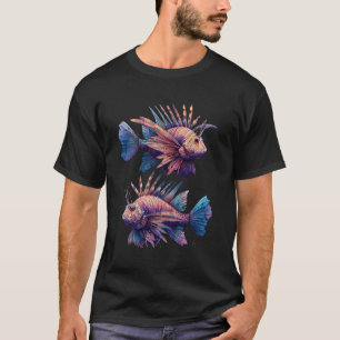 Camiseta Peixe-Leão Amante da Arte Motivo Mar Oceano A