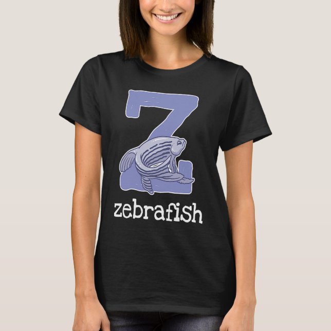 Camiseta Peixe Letra Alfabeto Peixe-Zebra Crianças (Frente)