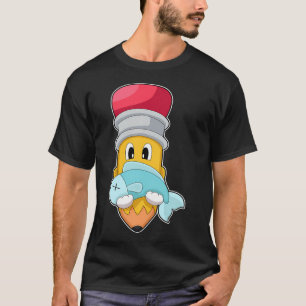 Camiseta Peixe Listrado de Framboesa Aquarela