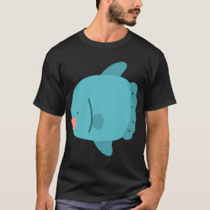 Camiseta Peixe-lua azul plano colorido