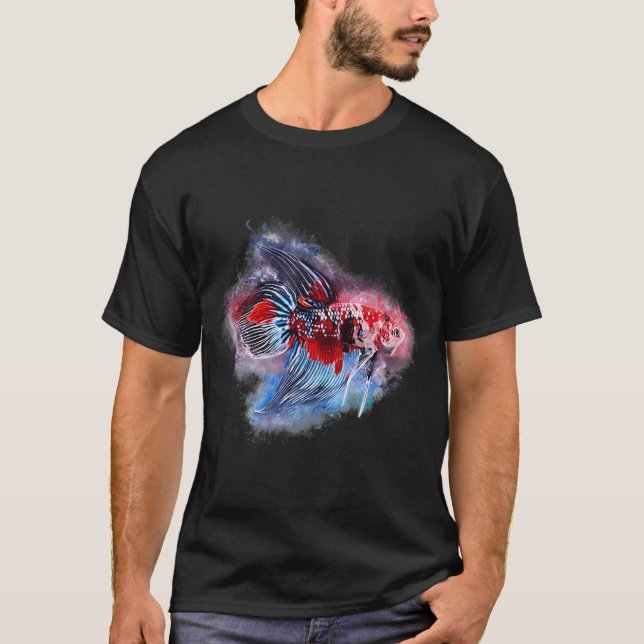 Camiseta Peixe lutador macho Koi Premium Longa Barbatana (Frente)