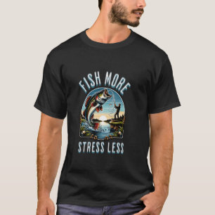 Camiseta Peixe Mais Menos Estresse Divertido Pescador Pesca