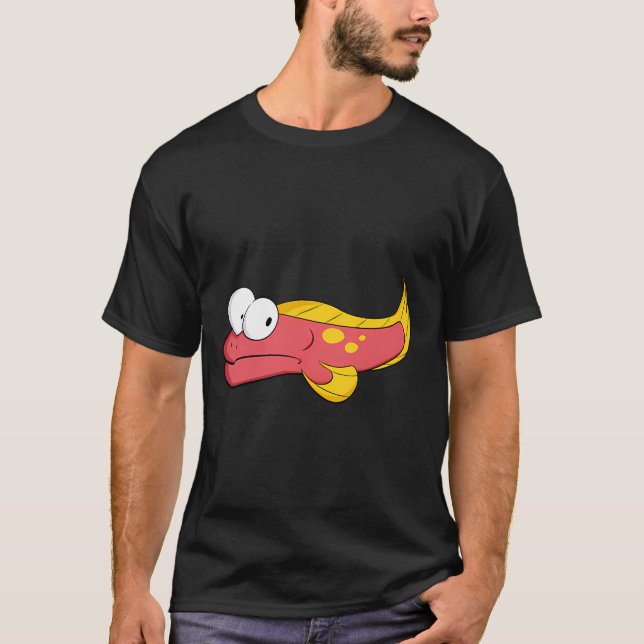 Camiseta Peixe Maluco (Rosa Forte+Amarelo) (Frente)