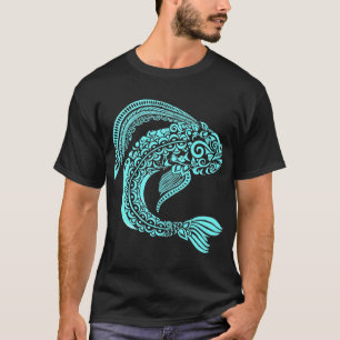 Camiseta peixe mandala cósmico com padrões tribais