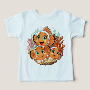 Camiseta Peixe palhaço Desenho animado Fofo Família Subaquá