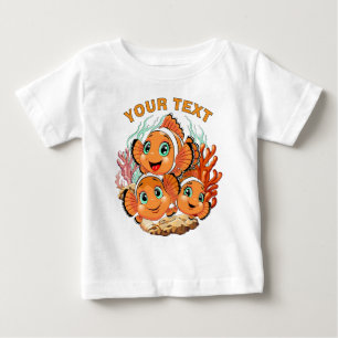 Camiseta Peixe palhaço Desenho animado Fofo Família Subaquá