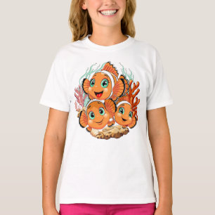 Camiseta Peixe palhaço Desenho animado Fofo Família Subaquá
