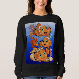 Camiseta Peixe palhaço Desenho animado Fofo Família Subaquá