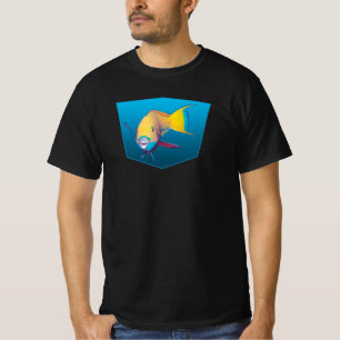 Camiseta Peixe papagaio - gradiente de design de fundo azul