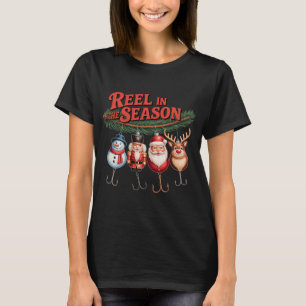 Camiseta Peixe pequeno fofo de fantasia de Natal está se di
