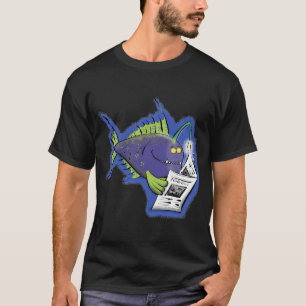 Camiseta Peixe-pescador engraçado desenho animado